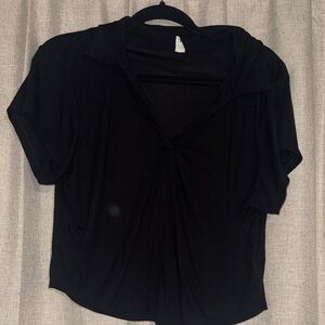 Women's Collared Black Fitness Top